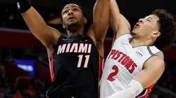 KZ Okpala of the Miami Heat (left) and Cade Cunningham of the Detroit Pistons (right)