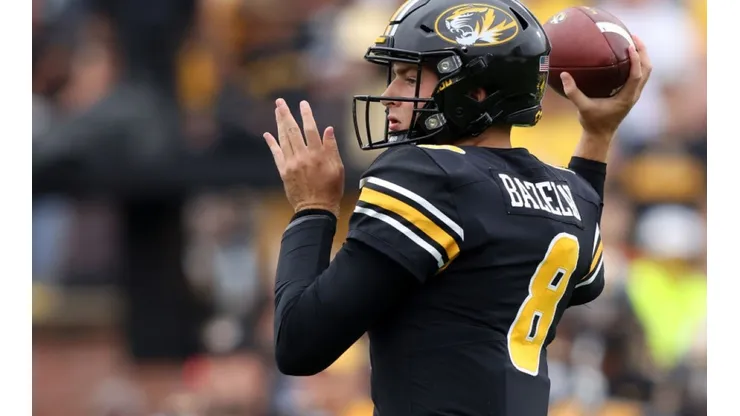 Quarterback Connor Bazelak of the Missouri Tigers