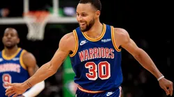 Stephen Curry reacts during the second half against the Boston Celtics