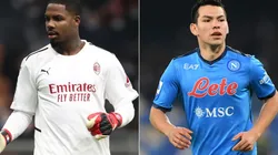 Mike Maignan of Milan (left) and Hirving Lozano of Napoli (right)