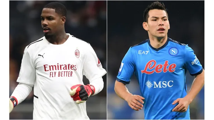 Mike Maignan of Milan (left) and Hirving Lozano of Napoli (right)