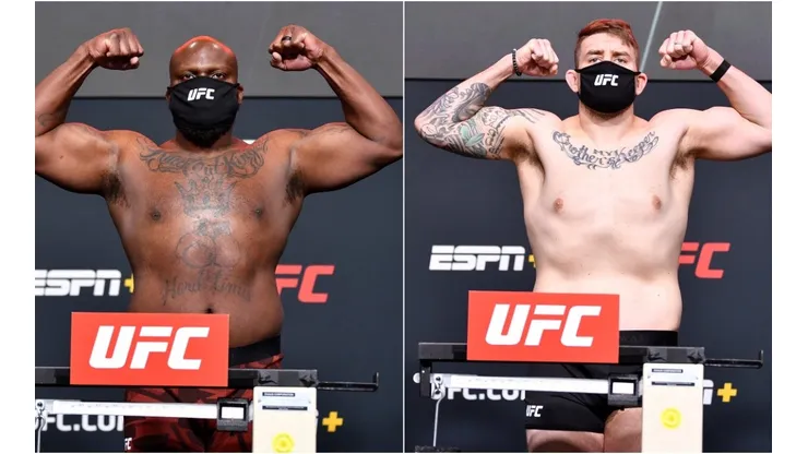 Lewis and Daukaus during the weigh-ins