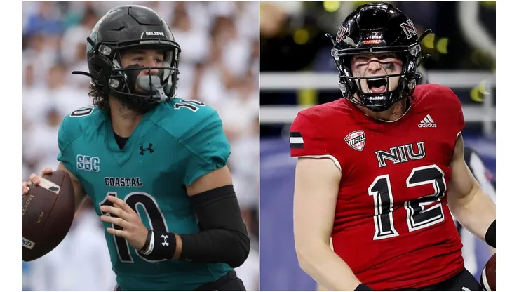 Grayson McCall of the Coastal Carolina (left) and Rocky Lombardi of the Northern Illinois (righ)