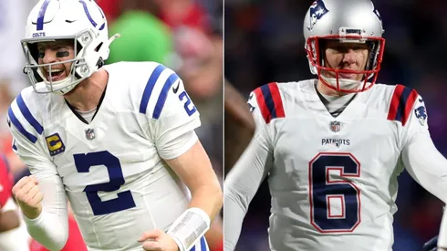 Carson Wentz of the Indianapolis Colts (left) and Nick Folk of the New England Patriots (right)