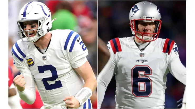Carson Wentz of the Indianapolis Colts (left) and Nick Folk of the New England Patriots (right)