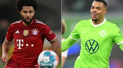 Serge Gnabry of Bayern (left) and Lukas Nmecha of Wolfsburg (right)