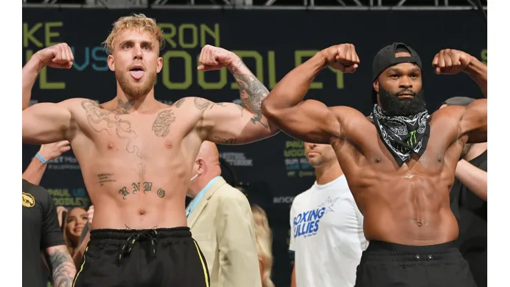 Jake Paul (left) and Tyron Woodley (right)