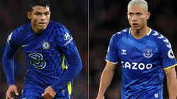 Thiago Silva of Chelsea (left) and Richarlison of Everton (right)