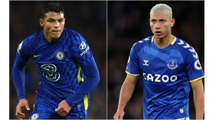 Thiago Silva of Chelsea (left) and Richarlison of Everton (right)