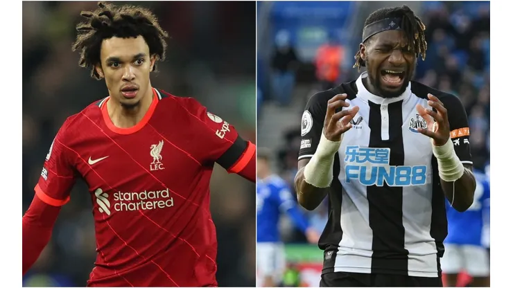 Trent Alexander-Arnold of Liverpool (left) and Allan Saint-Maximin of Newcastle United (right)