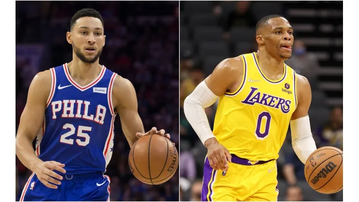Ben Simmons of Philadelphia 76ers (left) and Russell Westbrook of Los Angeles Lakers.