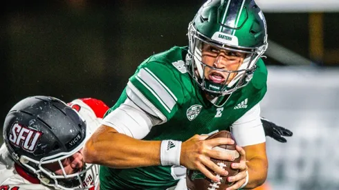 Quarterback Ben Bryant of Eastern Michigan Eagles