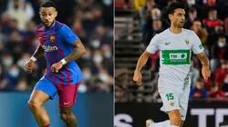 Memphis of Barcelona (left) and Javier Pastore of Elche