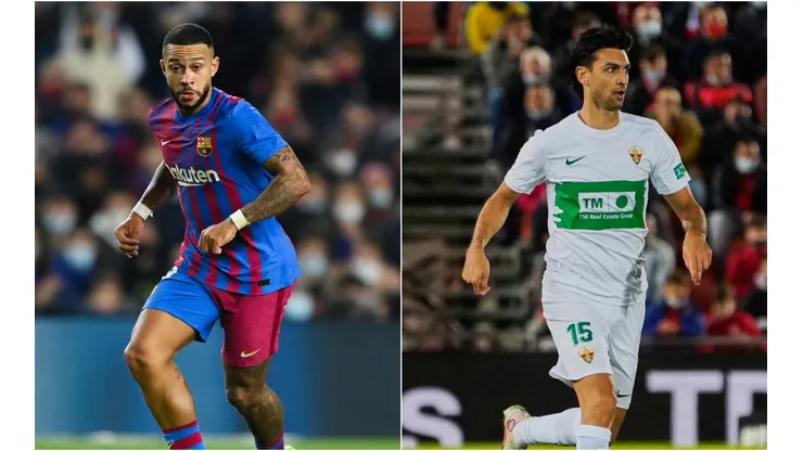 Memphis of Barcelona (left) and Javier Pastore of Elche