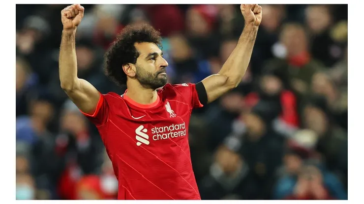 Mohamed Salah of Liverpool celebrates after scoring