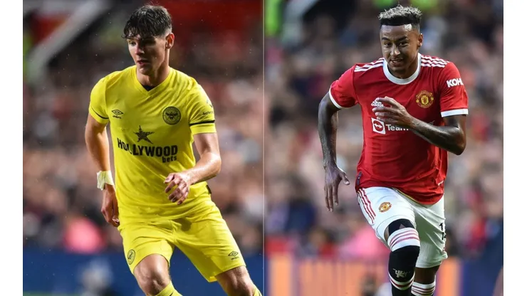 Maxwell Haygarth of Brentford (left) and Jesse Lingard of Man U