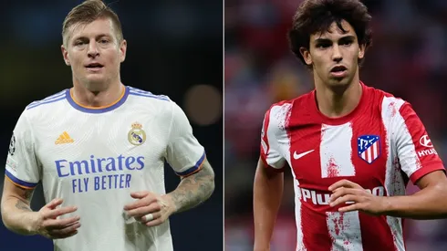 Toni Kroos of Real Madrid (left) and Joao Felix of Atletico Madrid (right)