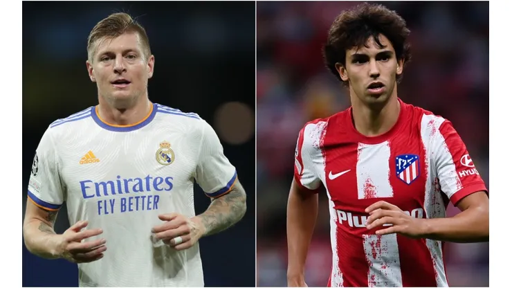 Toni Kroos of Real Madrid (left) and Joao Felix of Atletico Madrid (right)