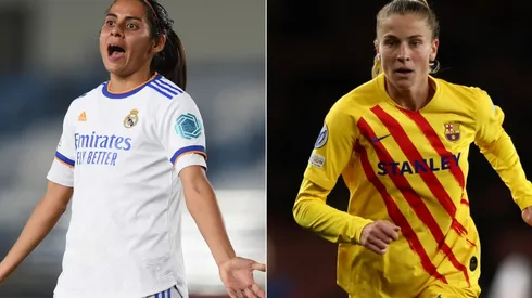 Kenti Robles of Real Madrid (left) and Ana-Maria Crnogorcevic of Barcelona (right)