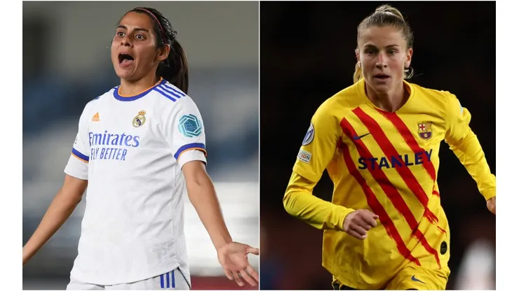 Kenti Robles of Real Madrid (left) and Ana-Maria Crnogorcevic of Barcelona (right)