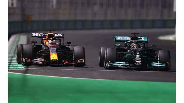 Max Verstappen and Lewis Hamilton compete for the title
