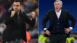 Xavi Hernandez, Barcelona's coach (left) and Carlo Ancelotti of Real Madrid