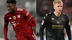 Alphonso Davies of Bayern (left) and Jonathan Burkardt of Mainz (right)