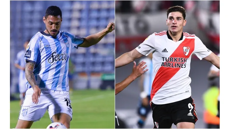 On the right Yonathan Cabral, Atletico Tucuman's starting defender, and on the left Julian Alvarez scorer for River