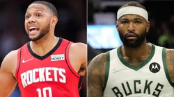 Eric Gordon of the Houston Rockets (left) and DeMarcus Cousins of the Milwaukee Bucks (right)