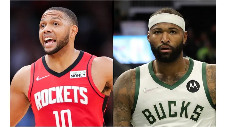 Eric Gordon of the Houston Rockets (left) and DeMarcus Cousins of the Milwaukee Bucks (right)