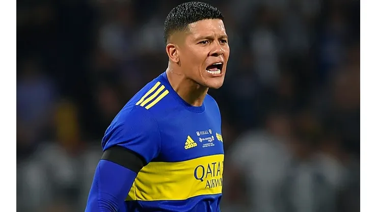 Marcos Rojo of Boca Juniors celebrates after scoring his penalty in the shootout in the final match of Copa Argentina