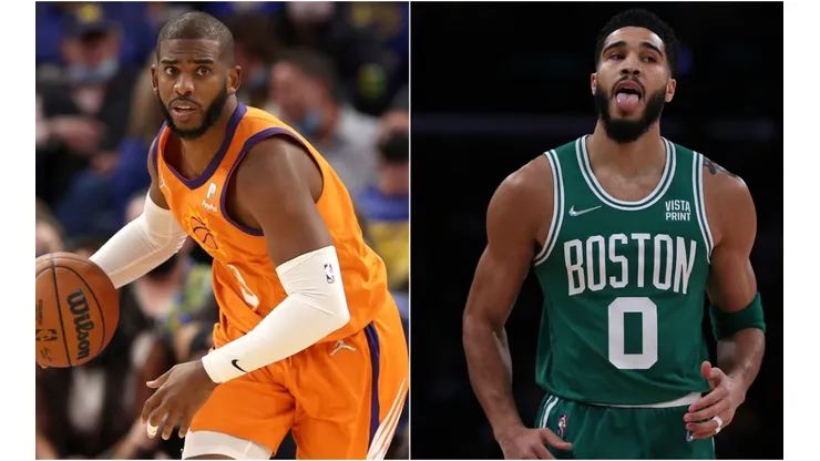 Chris Paul of the Phoenix Suns (left) and Jayson Tatum of the Boston Celtics (right)