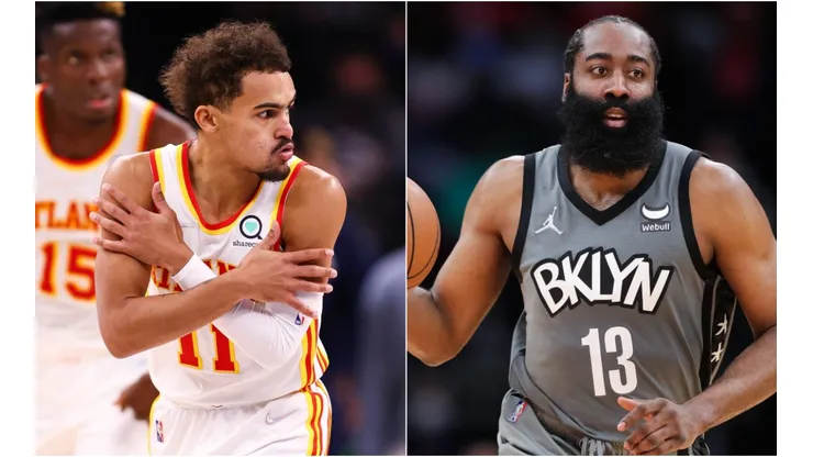 Trae Young of the Atlanta Hawks (left) and James Harden of the Brooklyn Nets (right)