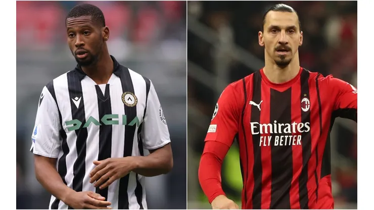 Beto of Udinese (left) and Zlatan Ibrahimovic of Milan (right)