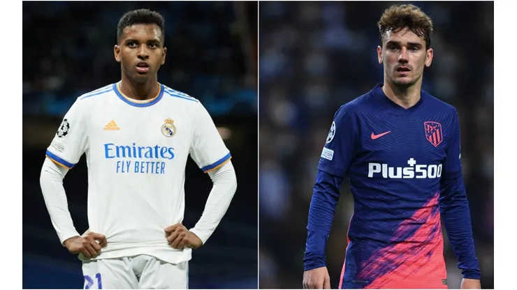 Rodrygo of Real Madrid (left) and Antoine Griezmann of Atletico Madrid (right)