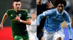 Cristhian Paredes of Portland Timbers (left) and Talles Magno of New York City FC (right)