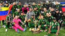 The Portland Timbers celebrate after the 2021 MLS Western Conference Playoff Final