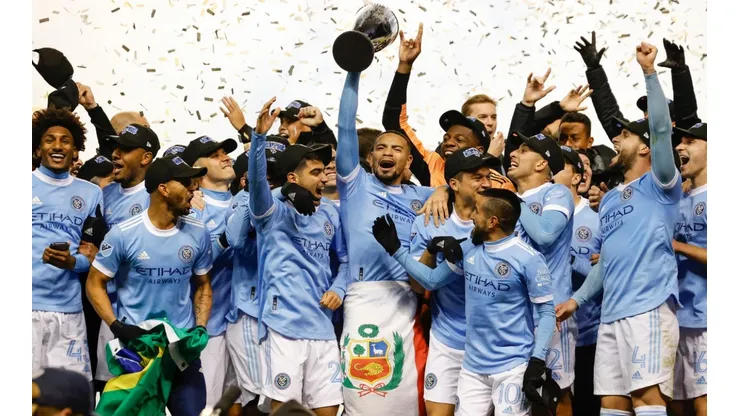 New York City FC celebrate after defeating the 2021 MLS Eastern Conference Final