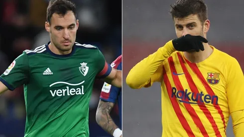 Jose Luis Morales of Levant (left) and Gerard Piqué of Barcelona (right)