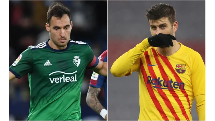 Jose Luis Morales of Levant (left) and Gerard Piqué of Barcelona (right)