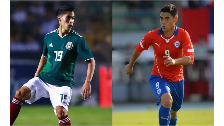 Erick Aguirre of Mexico (left) and Felipe Mora of Chile