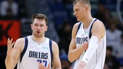 Dallas Mavericks' Luka Doncic (left) and Kristaps Porzingis.