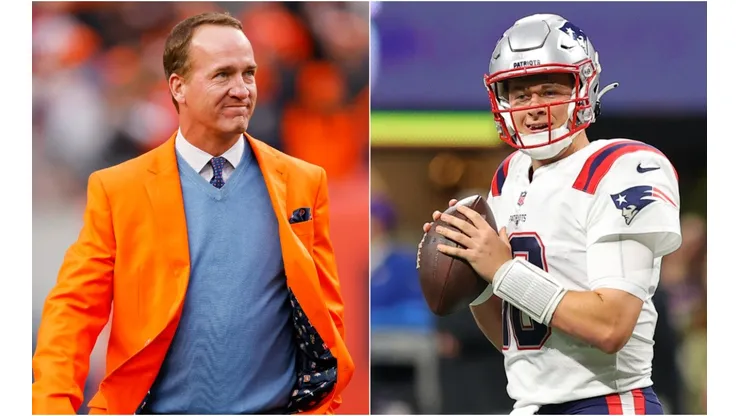 Peyton Manning (left) and Mac Jones.