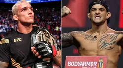 Charles Oliveira of Brazil (left) and Dustin Poirier of the US (right)