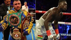 Vasily Lomachenko of Ukraine (left) and Richard Commey of Ghana (right)