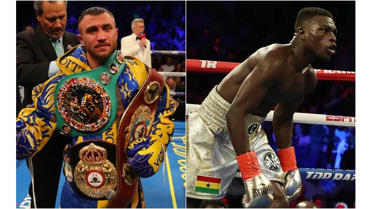 Vasily Lomachenko of Ukraine (left) and Richard Commey of Ghana (right)