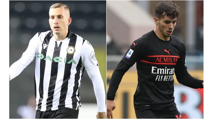 Gerard Deulofeu of Udinese (left) and Brahim Diaz of Milan (right)