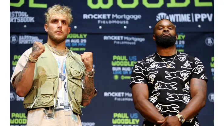 Jake Paul (left) and Tyron Woodley