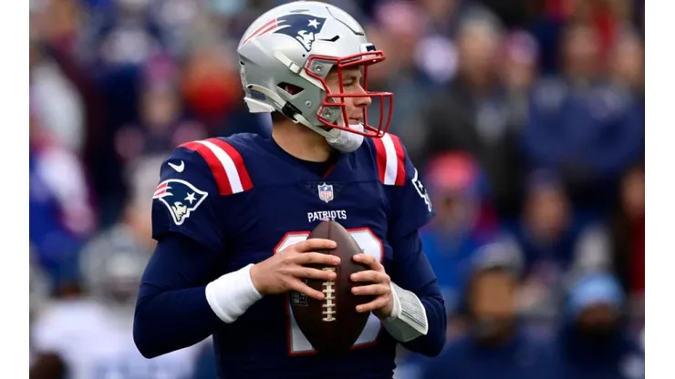Quarterback Mac Jones of New England Patriots at the game vs Tennessee Titans on November 28