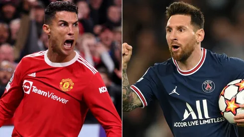 Cristiano Ronaldo of Manchester United (left) and Lionel Messi of PSG (right)